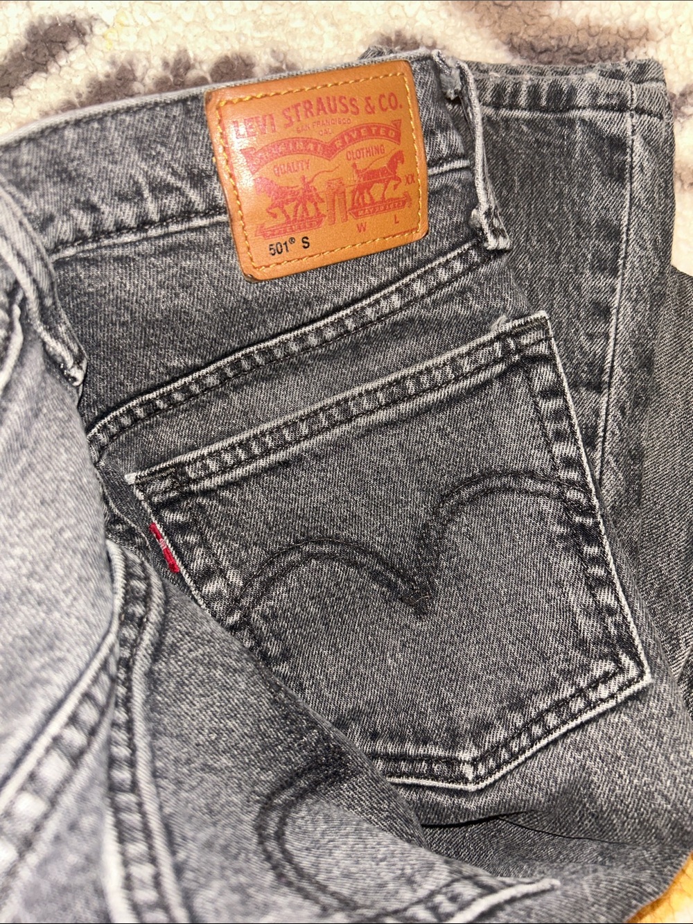 Levi's Gray Washed Denim Jeans with Leather Patch